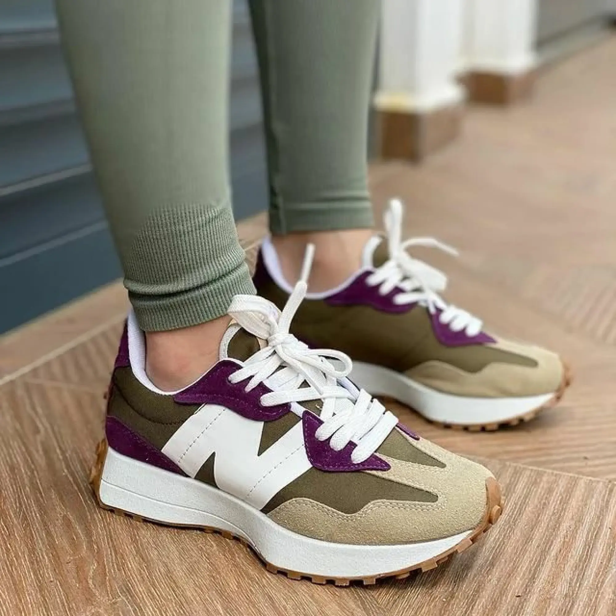 Green and purple new balance shop