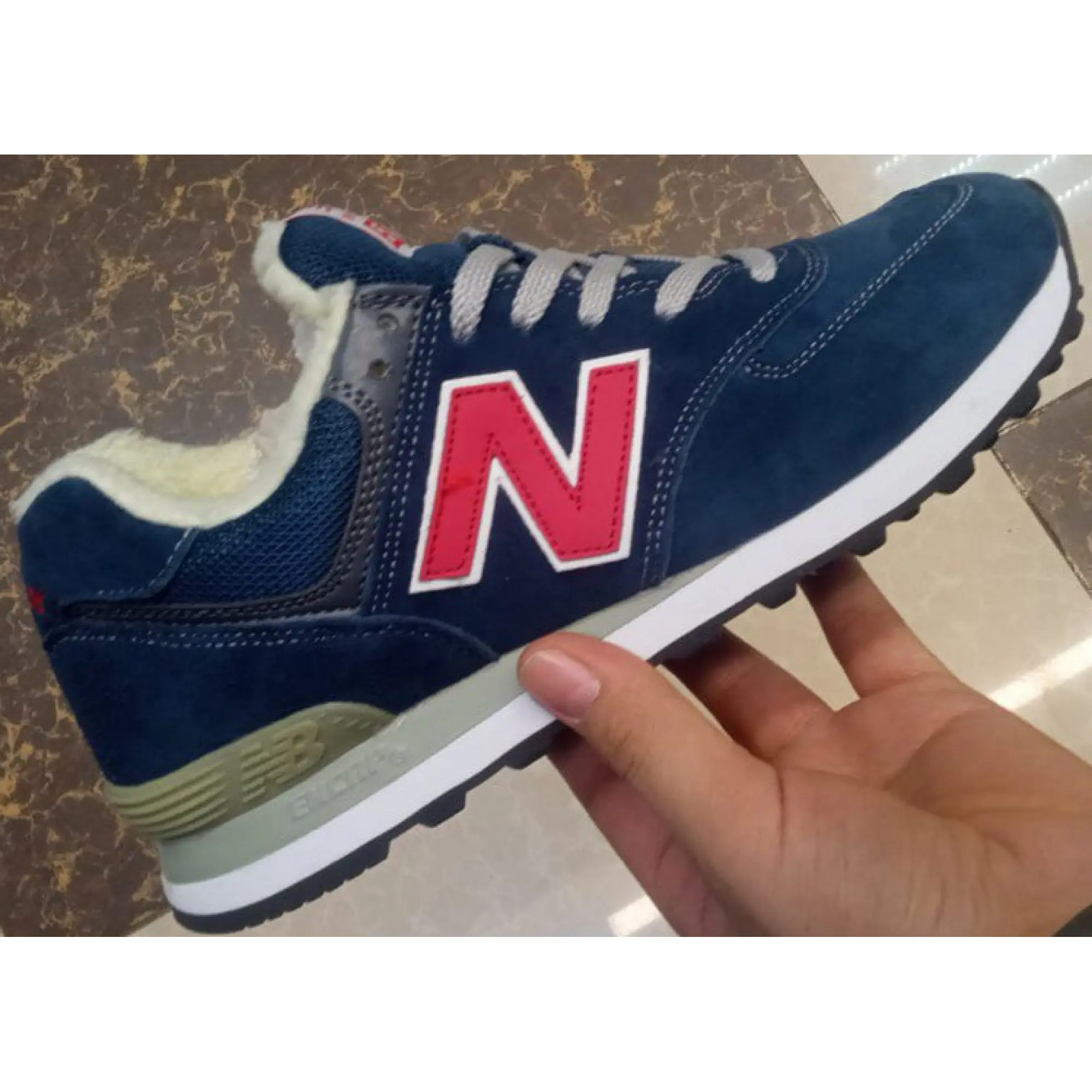 New balance 574 royal blue grey red hot sale