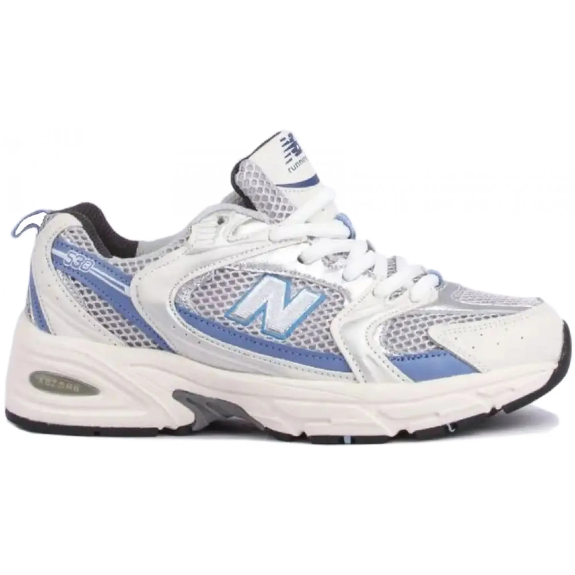 New balance white and blue sale